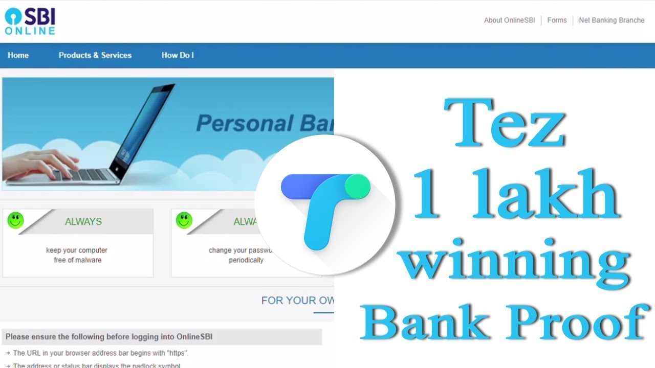 SBI Bank proof - Google Pay 1 lakh winning proof