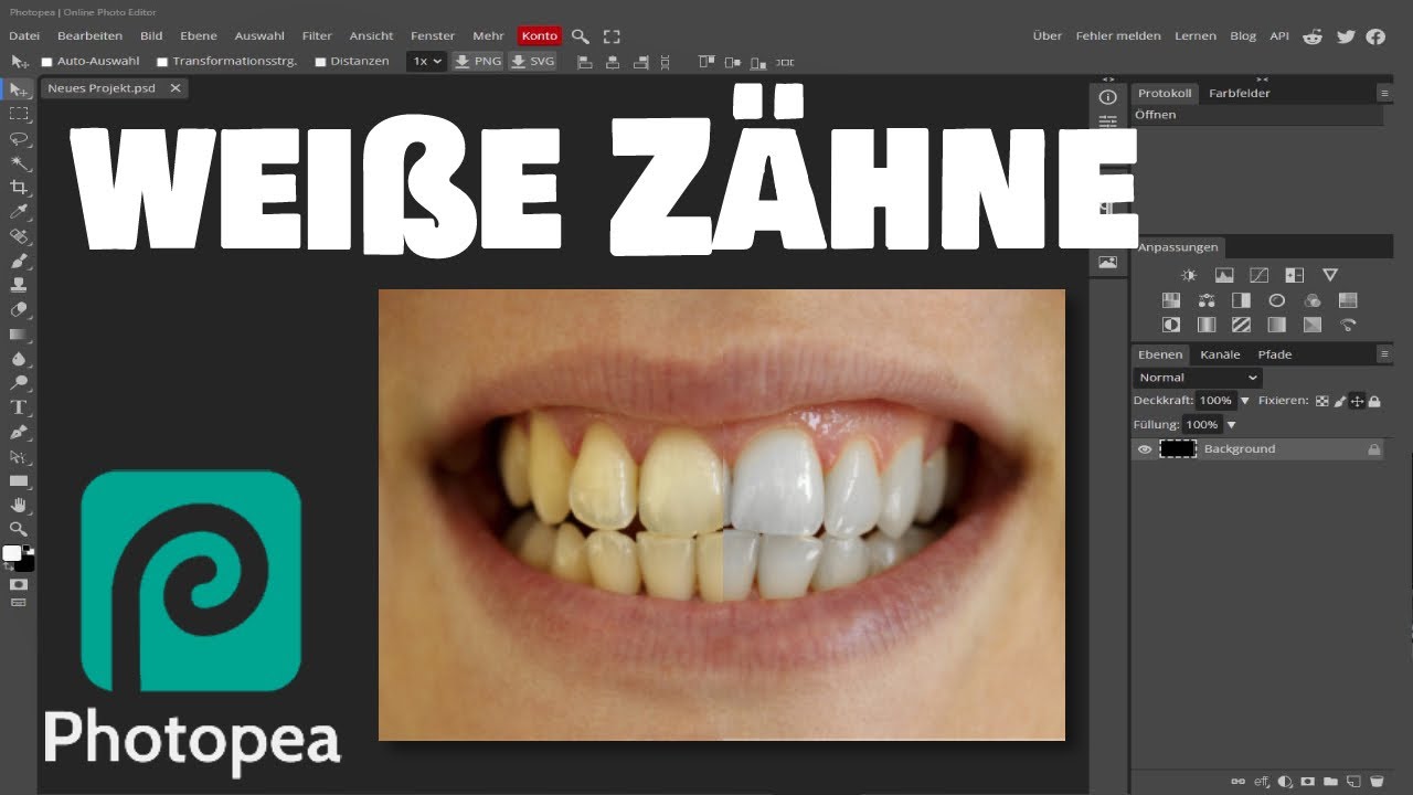 Photopea - weiße Zähne