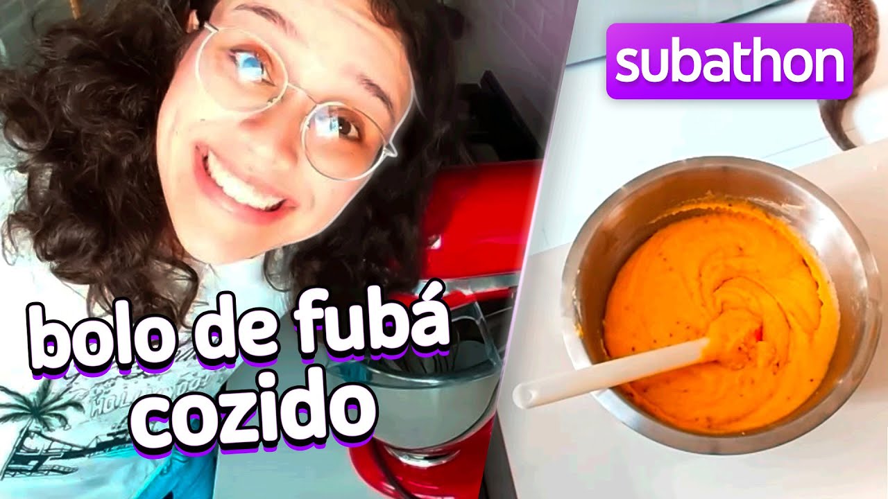 Maethe fazendo bolo de fubá cozido no Subathon