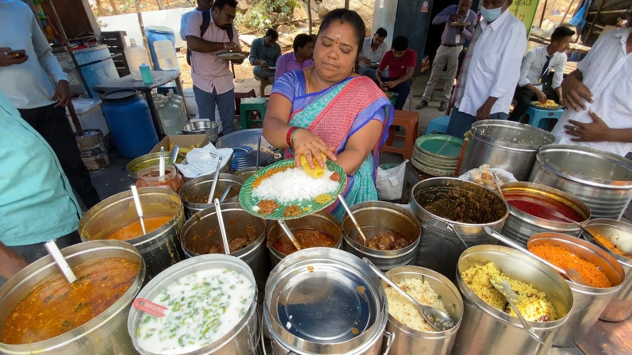 Hardworking Lady Selling Unlimited Meals Veg & Non Veg | Indian Street Food