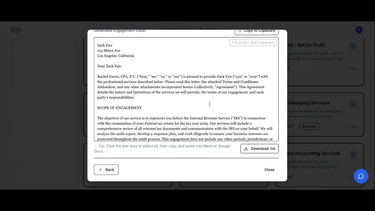 How To Use Document Generation - Tax Stack AI