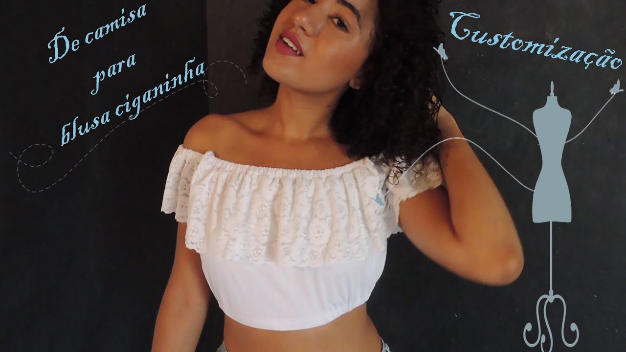 Customização de camisa para blusa ciganinha