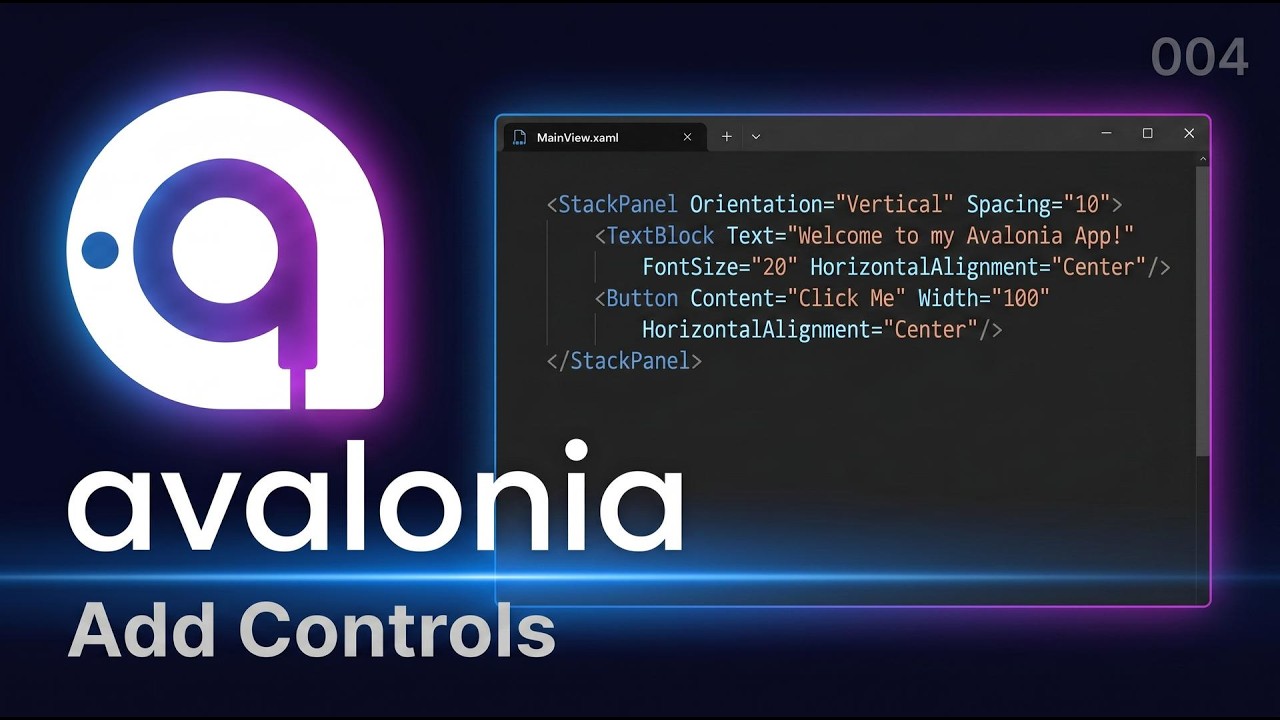 Add Your First Controls to an Avalonia UI &mdash; TextBlock, Button & Binding