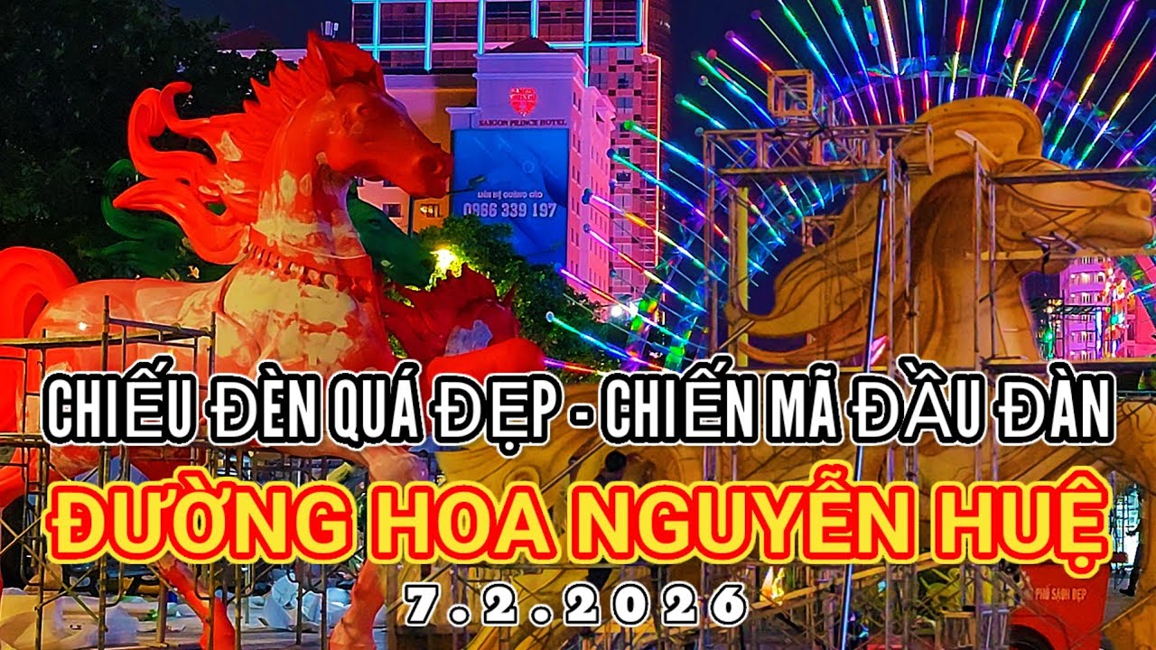 Choáng Ngợp Chiến Mã Đầu Đàn & Đèn Kéo Quân Khổng Lồ Đường Hoa Nguyễn Huệ Tết 2026