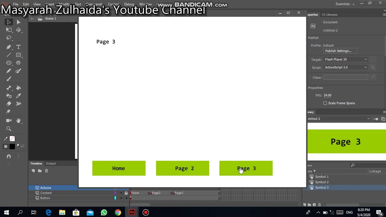 How to create button in Animate CC  Part 2-Malay version