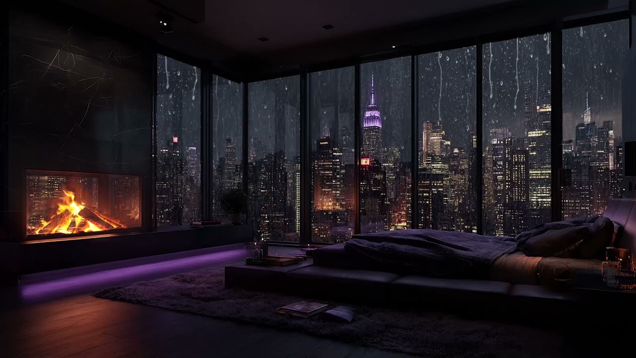 Rain Tapping at Midnight 🌙 | Relaxing Piano & Fireplace Sounds for Better Sleep