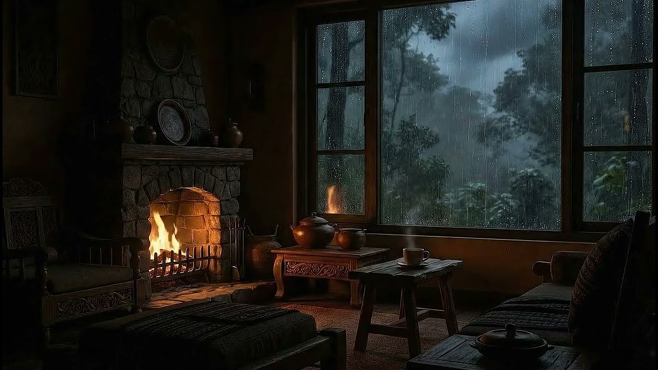 Fall Asleep Instantly with Rain and Fireplace Sounds | 99% Instant Sleep Relief & Relaxation