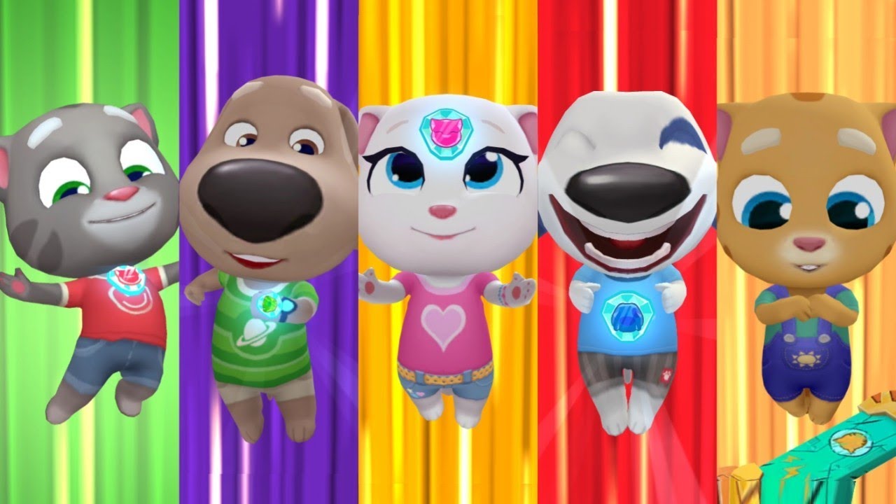 Talking Tom Hero Dash - Ginger Vs Tom Vs Hank Vs Ben Vs Angela Vs Boss Unlock All Super Heroes World