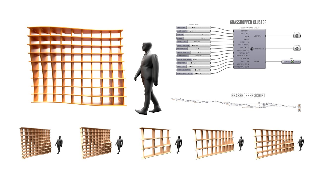 Parametric Projected Shelving System Rhino 8 and Grasshopper 3D Architecture and Fabrication