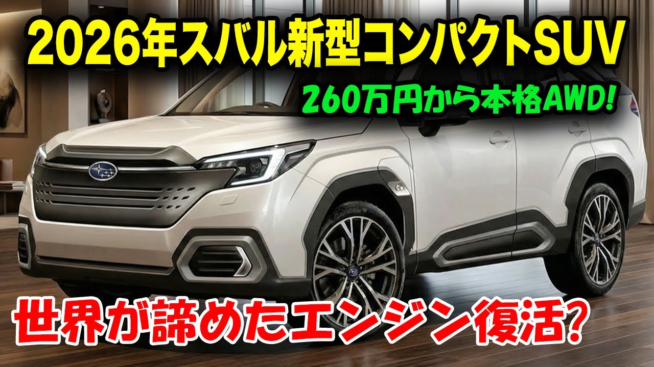 ２０２６スバル新型軽コンパクトSUV発売、水平対向1.5Lターボ搭載！世界が諦めたエンジン復活！