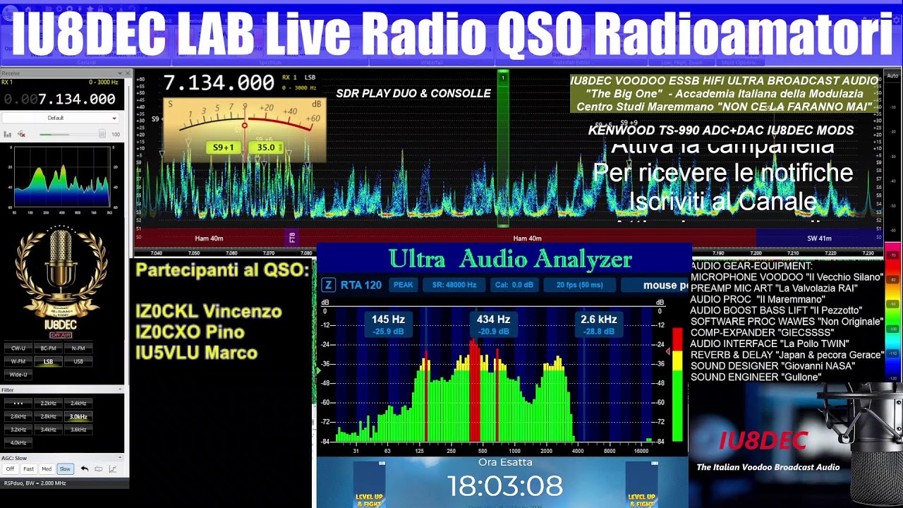 Radioamatori QSO  7.134 MHz 15/02/2026 #ESSB #Audio #HiFi #Voodoo #Broadcast #HAM #RADIO #Live