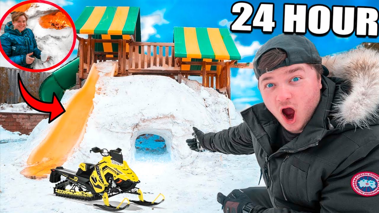 24-часовой ночной Грандиозный челлендж на выживание в снежной крепости! (-20🥶)
