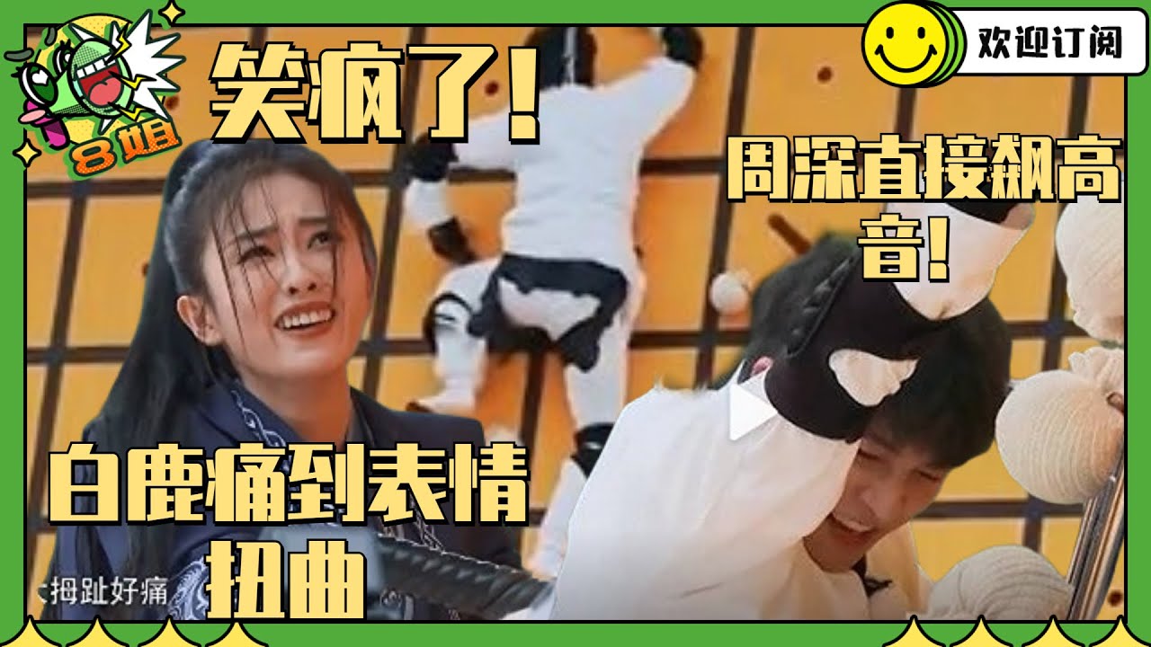 这期太好玩了！#周深 攀岩痛到开辟新的音域！#白鹿 痛到表情扭曲！真是笑到肚子疼！  #8姐就爱扒八叭