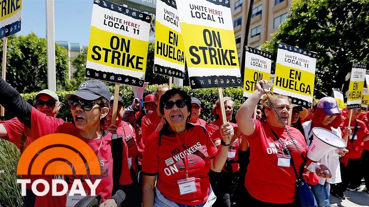 10,000 hotel workers strike for better working conditions and pay
