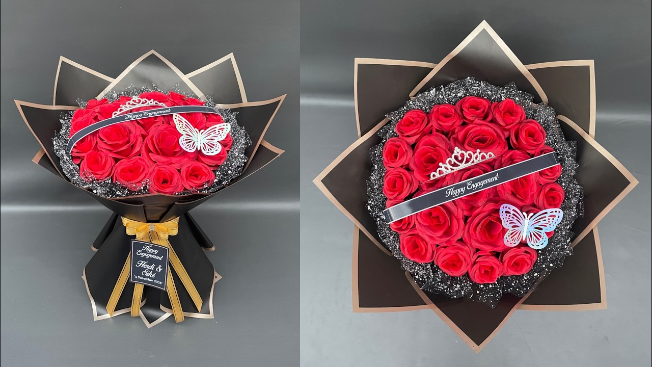 how to wrap a round bouquet of flower in paper