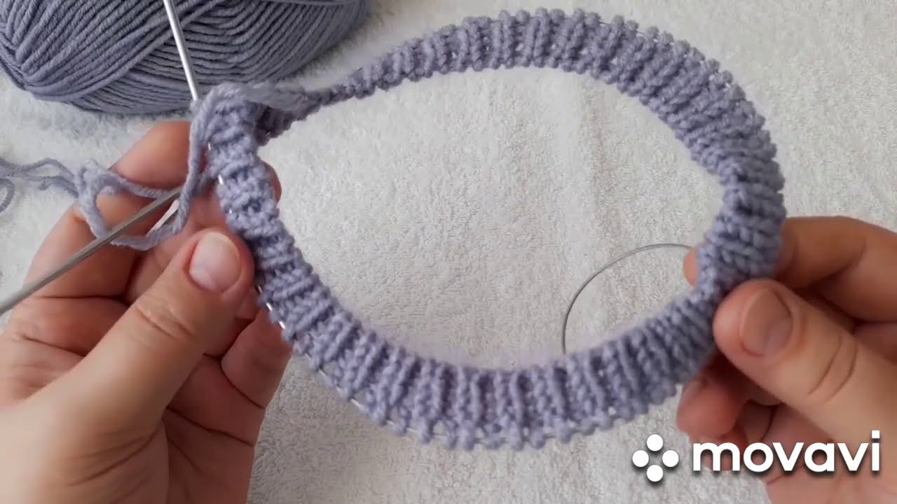 Фабричный край по кругу Горловина для джемпера Для начинающих подробно Резинка 1*1 Способ 2