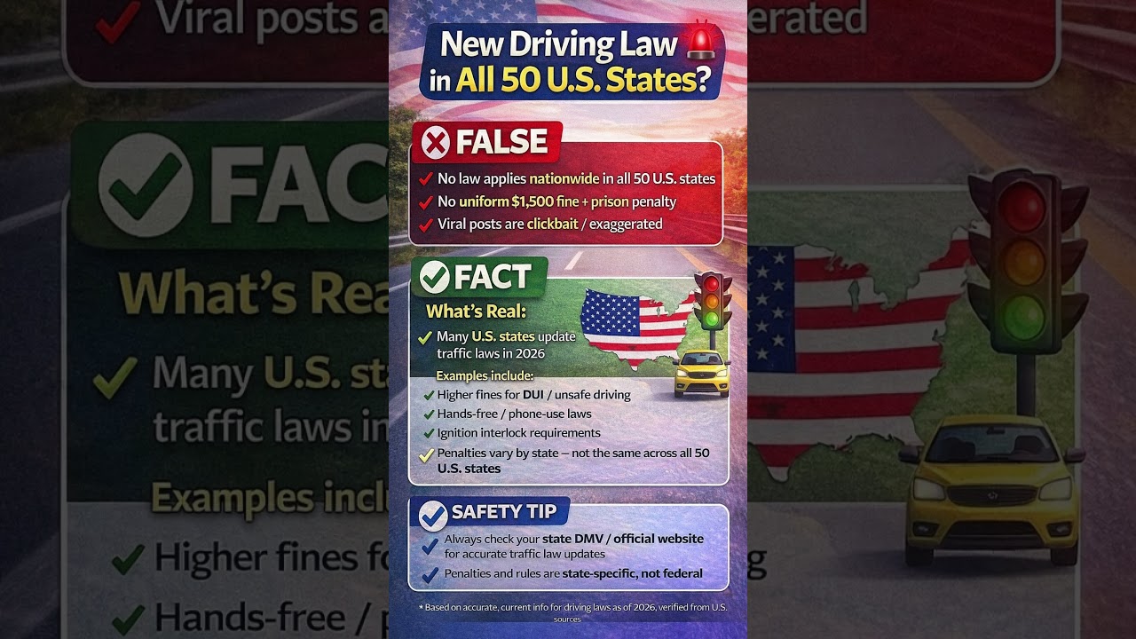 New 2026 U.S. Driving Law? ❌ Fact-Check on $1500 Fines & Prison Rumor!