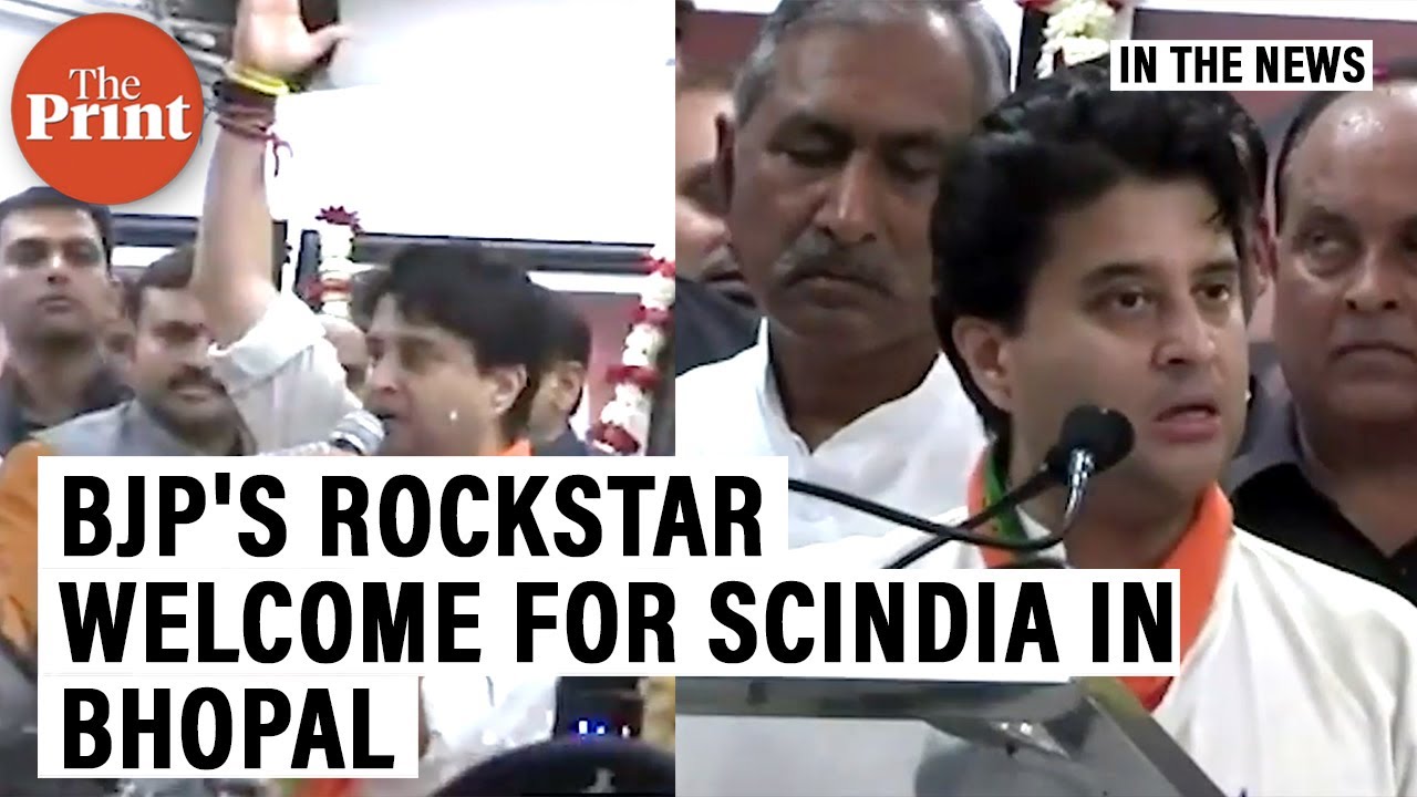 Flower-showers, firecrackers, drum beats & huge crowd — BJP's rockstar welcome for Scindia in Bhopal
