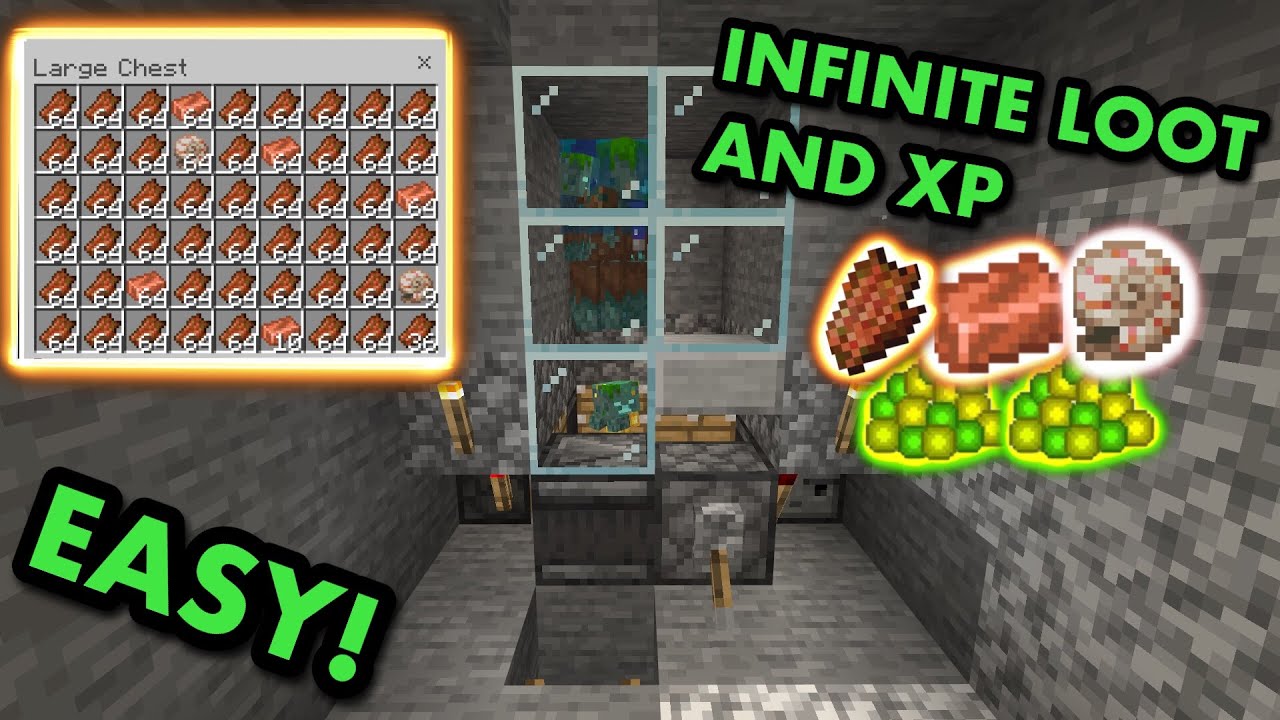 SIMPLE DROWNED COPPER AND XP FARM TUTORIAL in Minecraft Bedrock (MCPE/Xbox/PS4/Switch/PC)