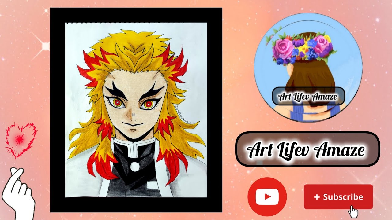How to draw a sketch of Kyōjurō Rengoku from demon slayer✨✍️ //step by step// for beginners☺️✨