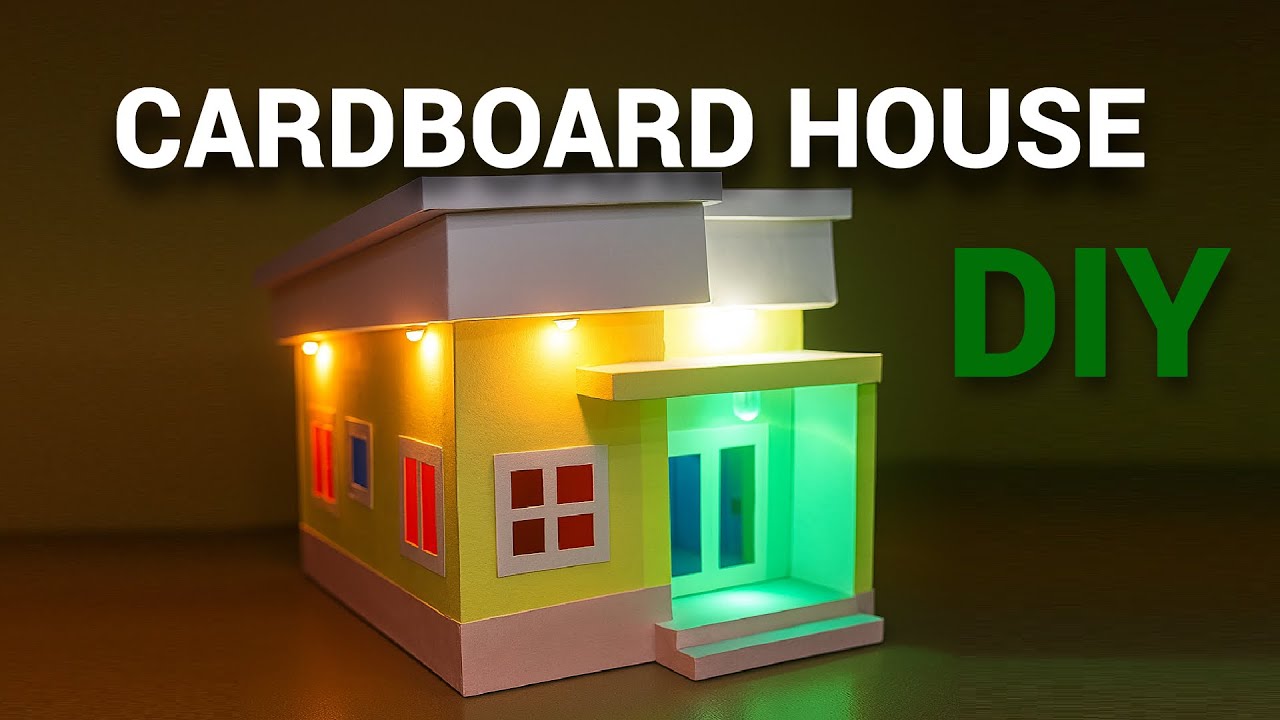 🏠 How to Make a Miniature Cardboard House with Lights | Step-by-Step DIY Tutorial #diy #diycrafts