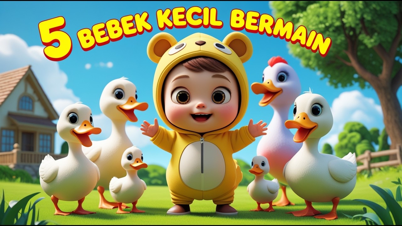 5 BEBEK KECIL BERMAIN - LAGU ANAK BALITA UNTUK BELAJAR DAN BERMAIN | FamilyKids