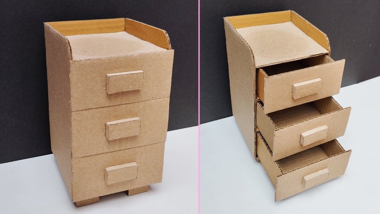 How to make drawer from cardboard | DIY cabinet drawers | Cardboard crafts