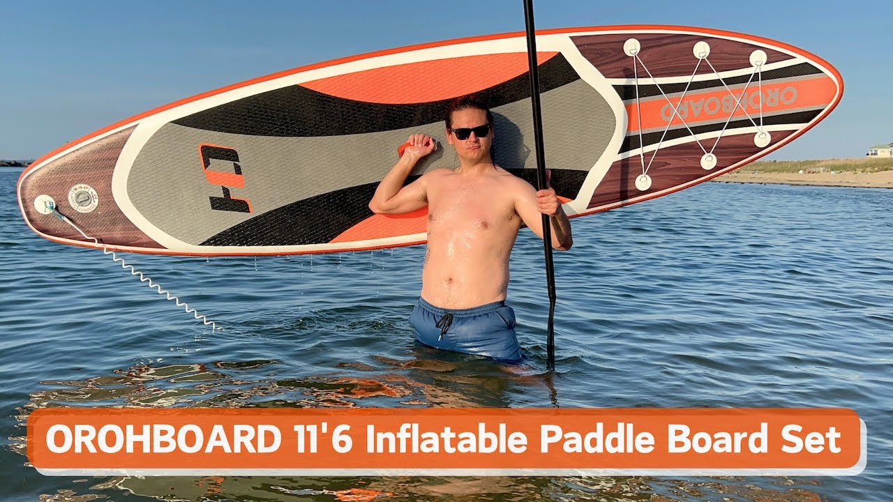202506 OROHBOARD 11'6 Inflatable PVC Stand Up Paddle Board Set Wood Gray Orange, Amazon Review