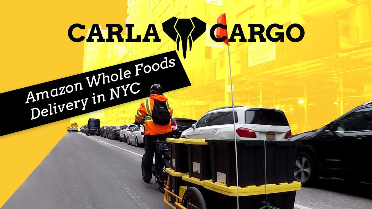 Amazon Whole Foods Delivery in NYC - with Best Bicycle Cargo Trailer