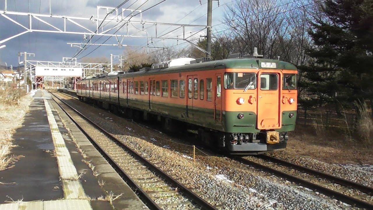 現役の鉄道遺産！　しなの鉄道 115系 電車 S3編成 湘南色(軽井沢→小諸) 　信濃追分駅　2026年1月13日 撮影