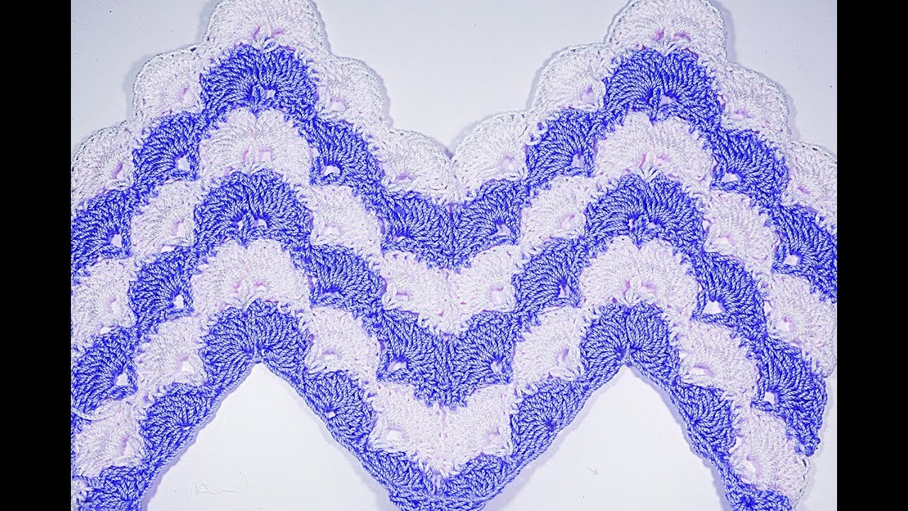 Punto a crochet  zig zag de abanicos muy fácil especial mantas y jersey  #crochet #ganchillo