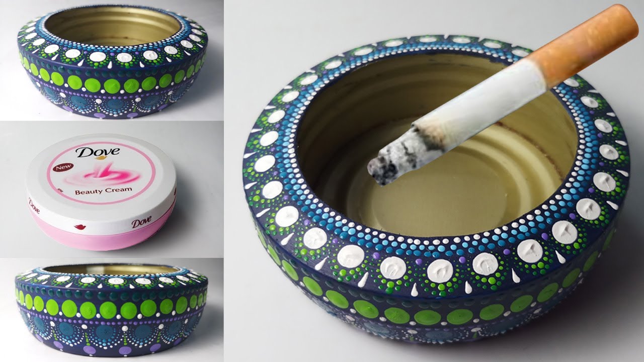 How to Make Ashtray from Plastic Cup | Mandala Dot painting