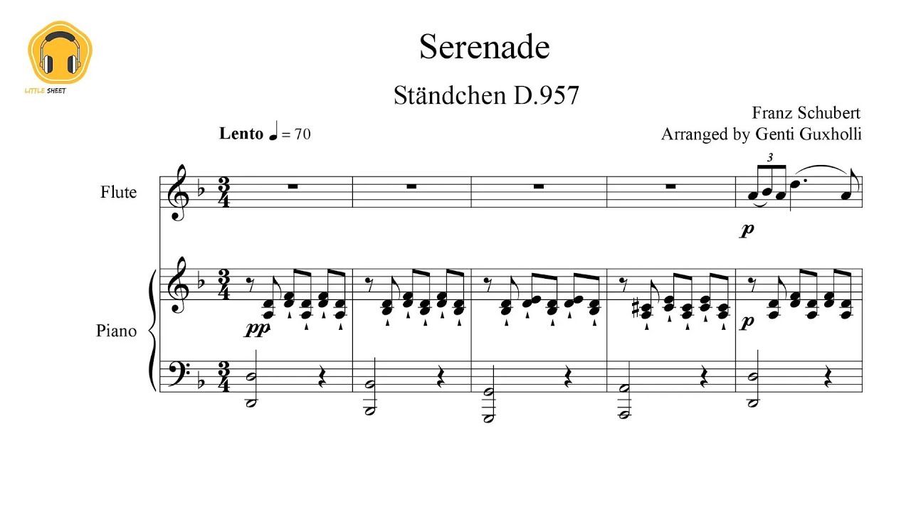 Ständchen D.957 (Serenade) by Franz Schubert (Flute Solo with Piano Accompaniment/Sheets)