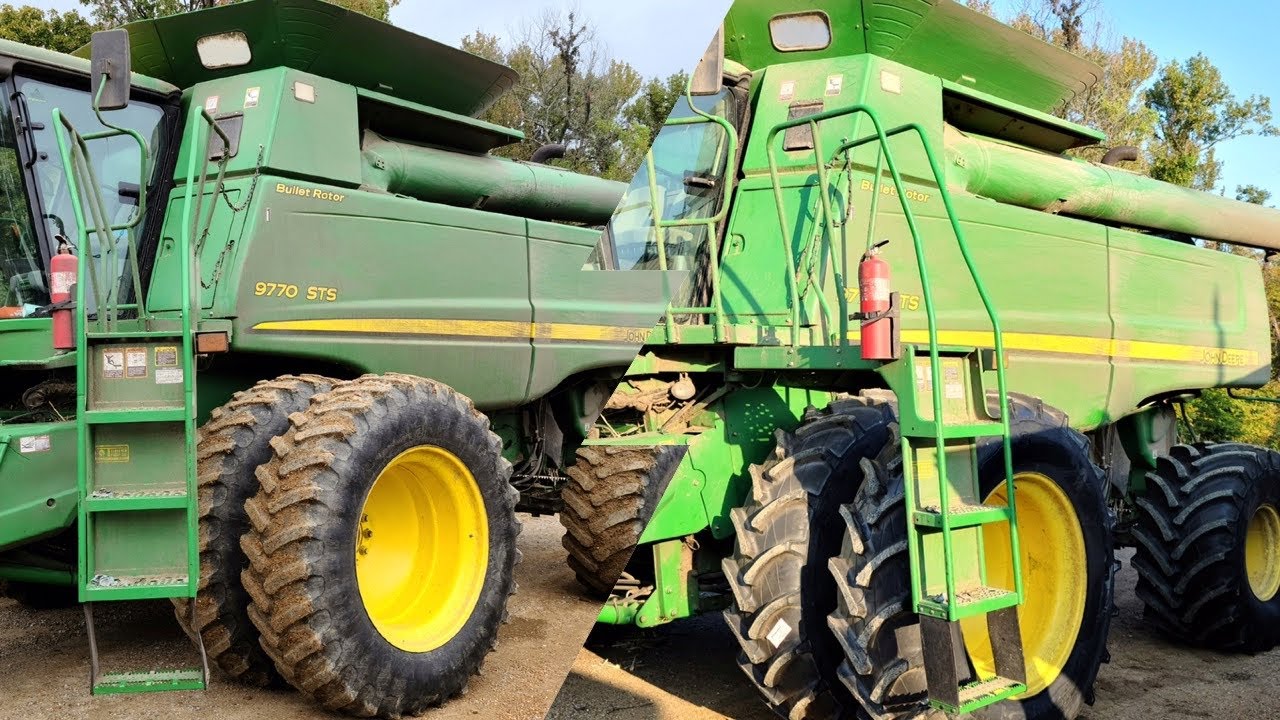 New shoes on the combine!  Explosive tire install!