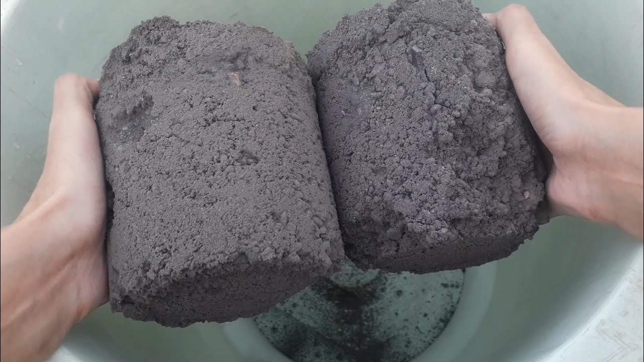 After Soo long new video in bucket 🪣💤🤤Crunchy mini charcoal cylinders water+dry bucket ASMR💦💦