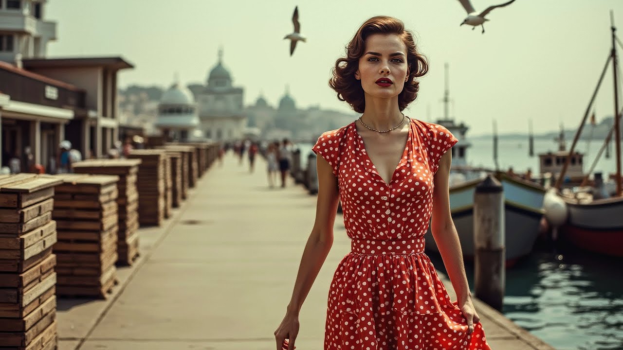 Nostalgic Vintage Jazz Walk | Retro 1950s Seaside Charm & Timeless Melodies