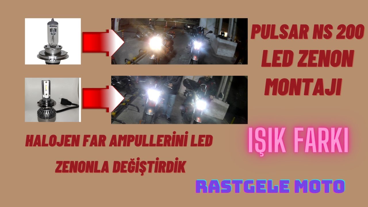 Pulsar NS200 Led Zenon Montajı / Işık Farkı / Nasıl Yapılır? /  Rastgele Moto