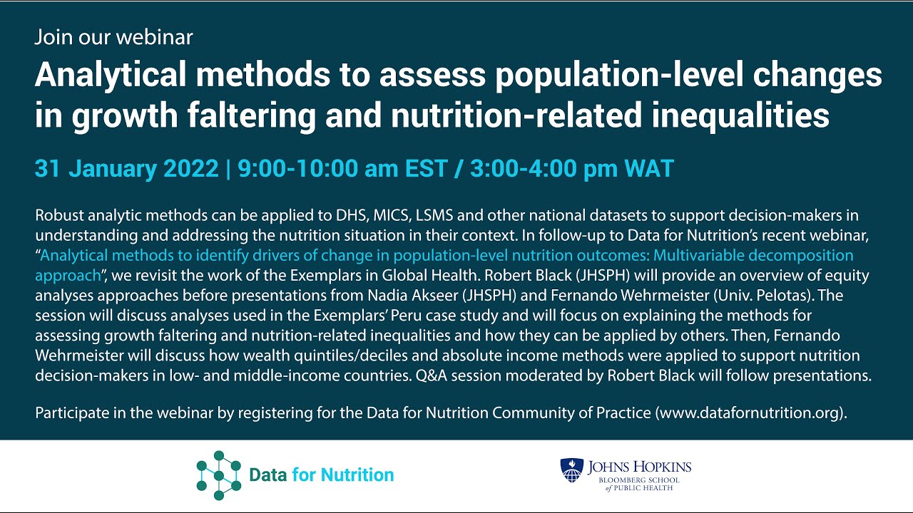 Analytical methods to assess population-level changes in nutrition-related inequalities