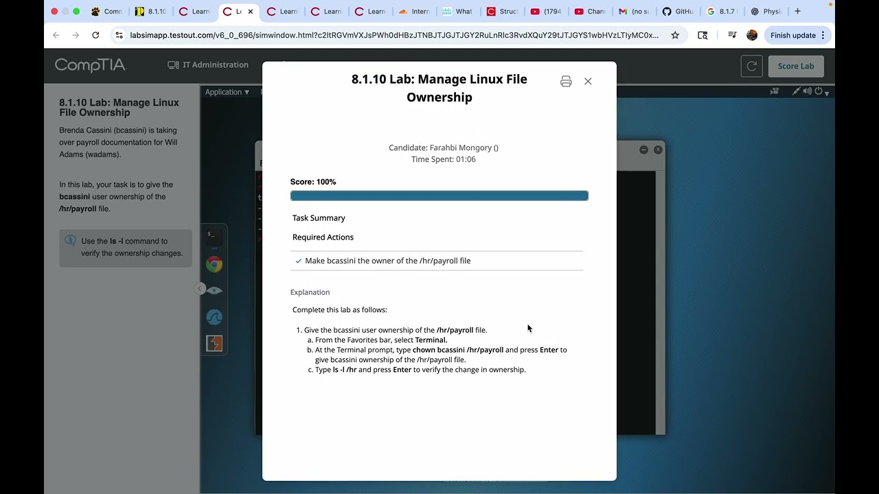 8.1. 0 lab : Manage Linux File Ownership