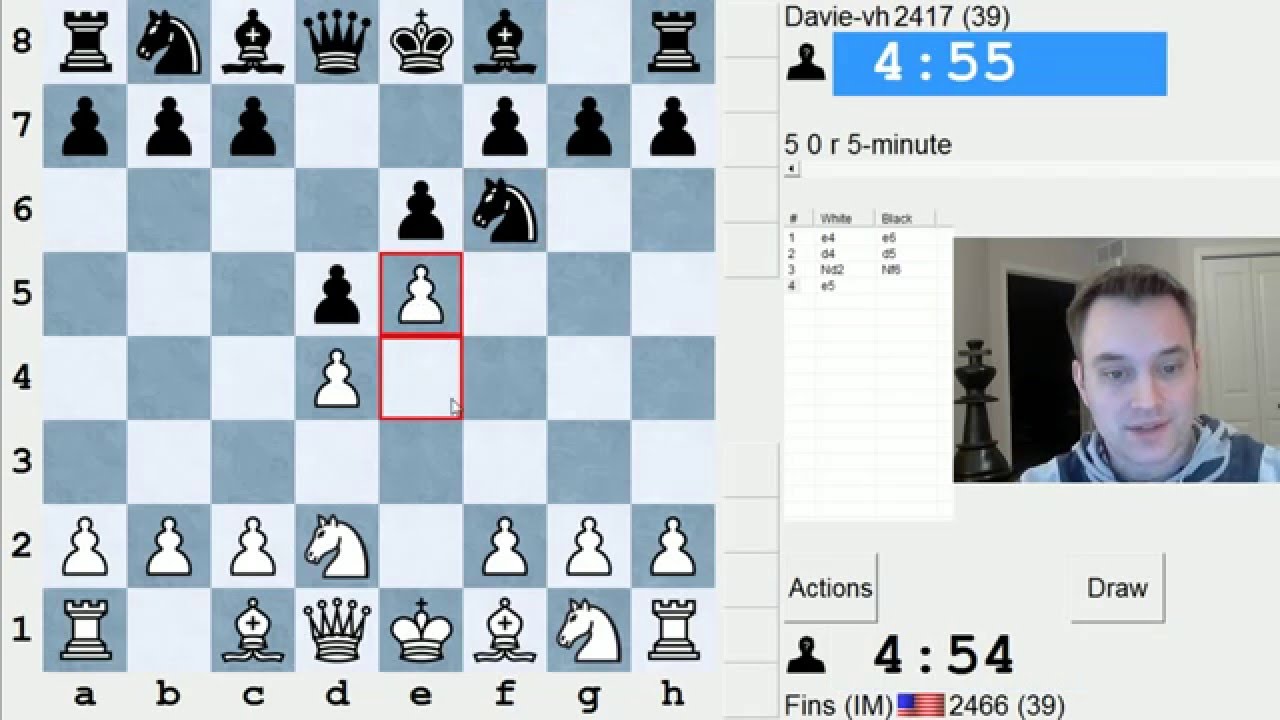 Blitz Chess #426: IM Bartholomew vs. Davie-vh (French Defense)