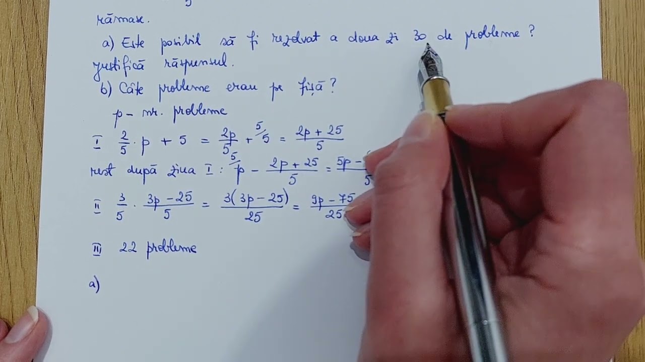 Un elev se pregătește pentru Evaluarea Nationala la matematică rezolvând o fisa de probleme.