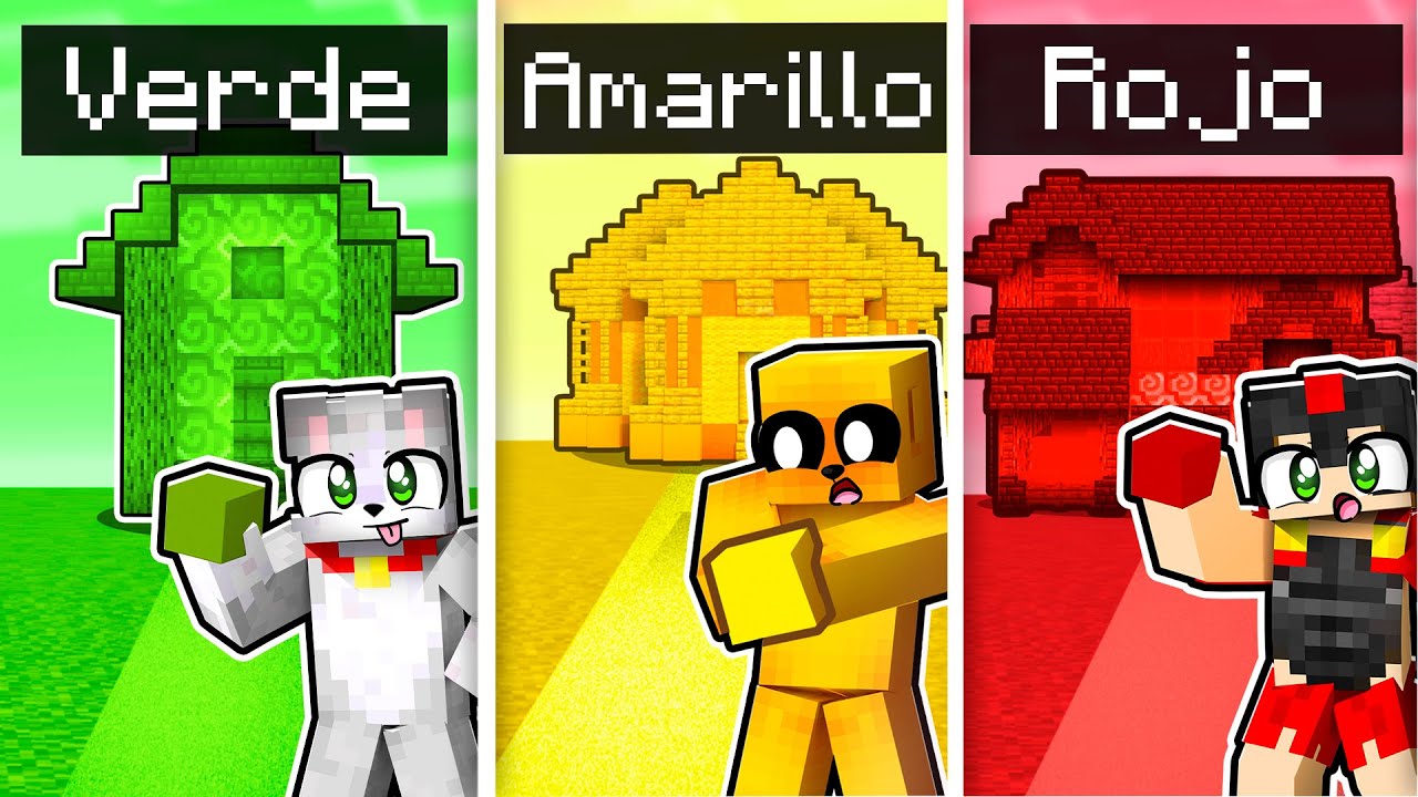 CONSTRUIMOS usando SOLO 1 COLOR en MINECRAFT 🌈😂 ACENIX vs MIKECRACK vs INVICTOR vs TIMBA