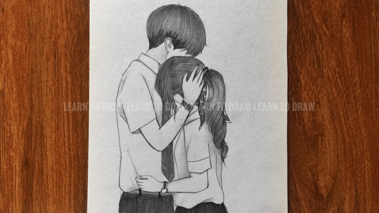 How to draw couple || love sketch || drawing for beginner || រៀនគូរ