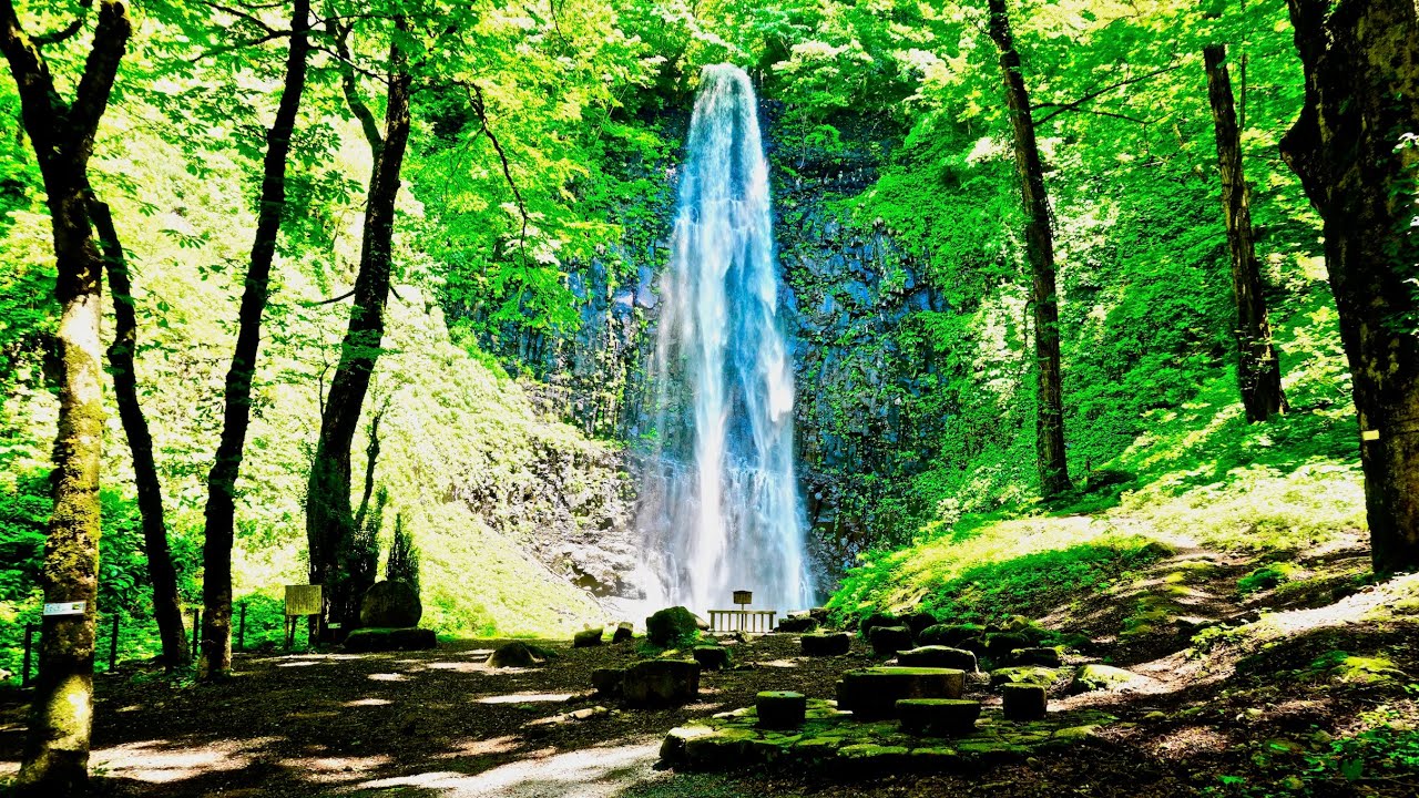 Secret waterfall - 4k, 1 hour, relaxing nature sounds, 玉簾の滝, 清涼感, 癒し, リラックス, １時間