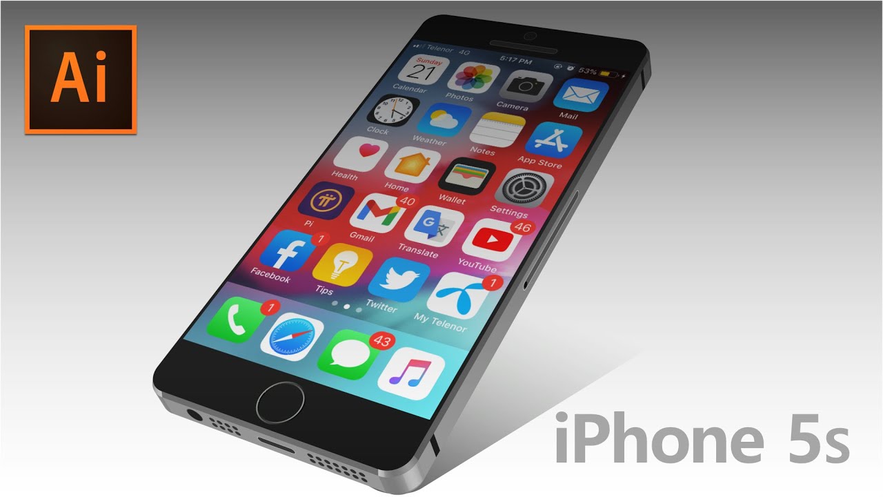 How to Make iPhone in Illustrator | Iphone 3D Design | IPhone 5s