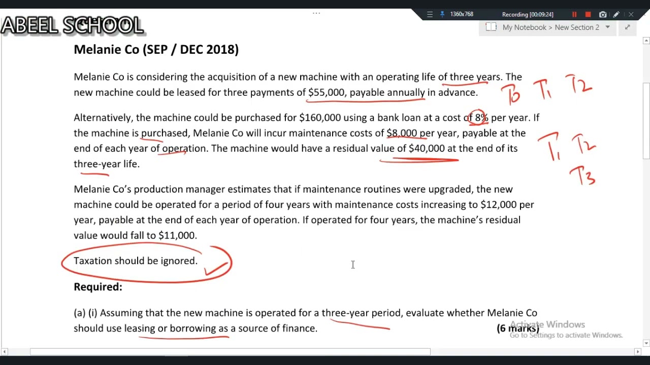 F9 LEASE OR BUY DECISION PAST PAPER QUESTION MELANIE URDU/HINDI
