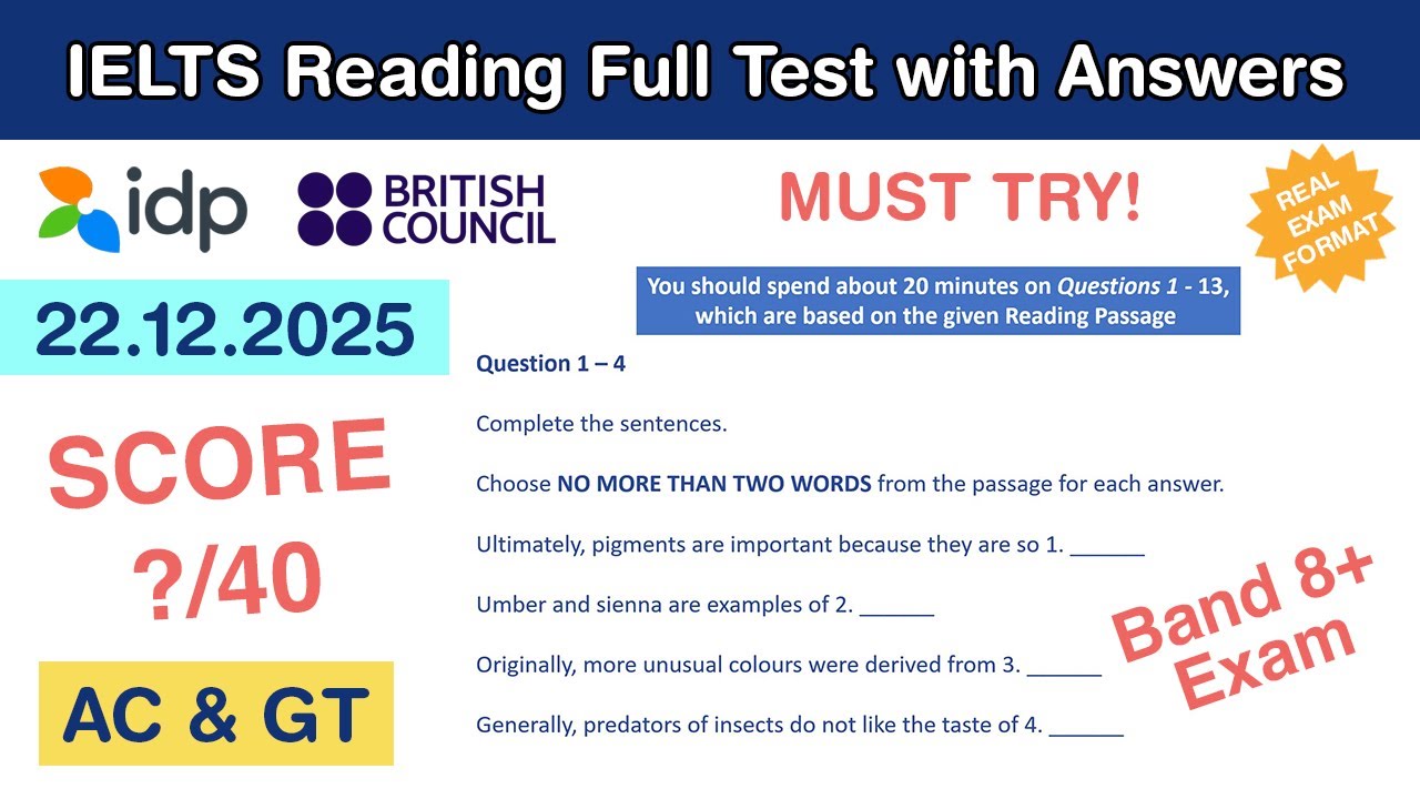 IELTS Reading Practice Test with Answers 22.12.2025 - Test #104