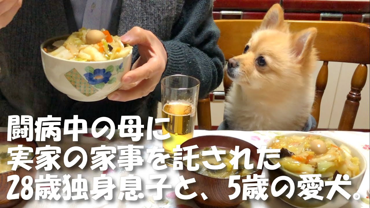 【実家ルーティン】闘病中の母に実家の家事を託された28歳独身息子と、5歳の愛犬。