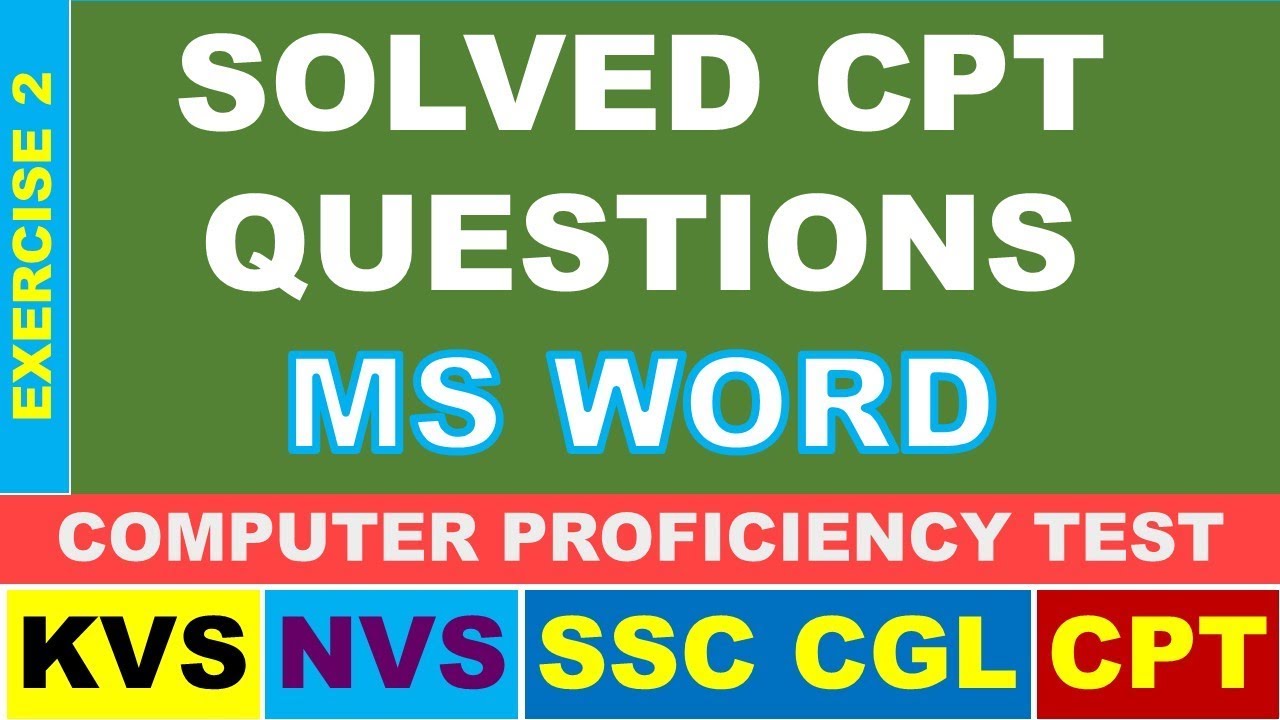 MS WORD EXERCISE 2 CPT SOLVED QUESTION FOR KVS NVS SSC CGL PRACTICAL IN HINDI