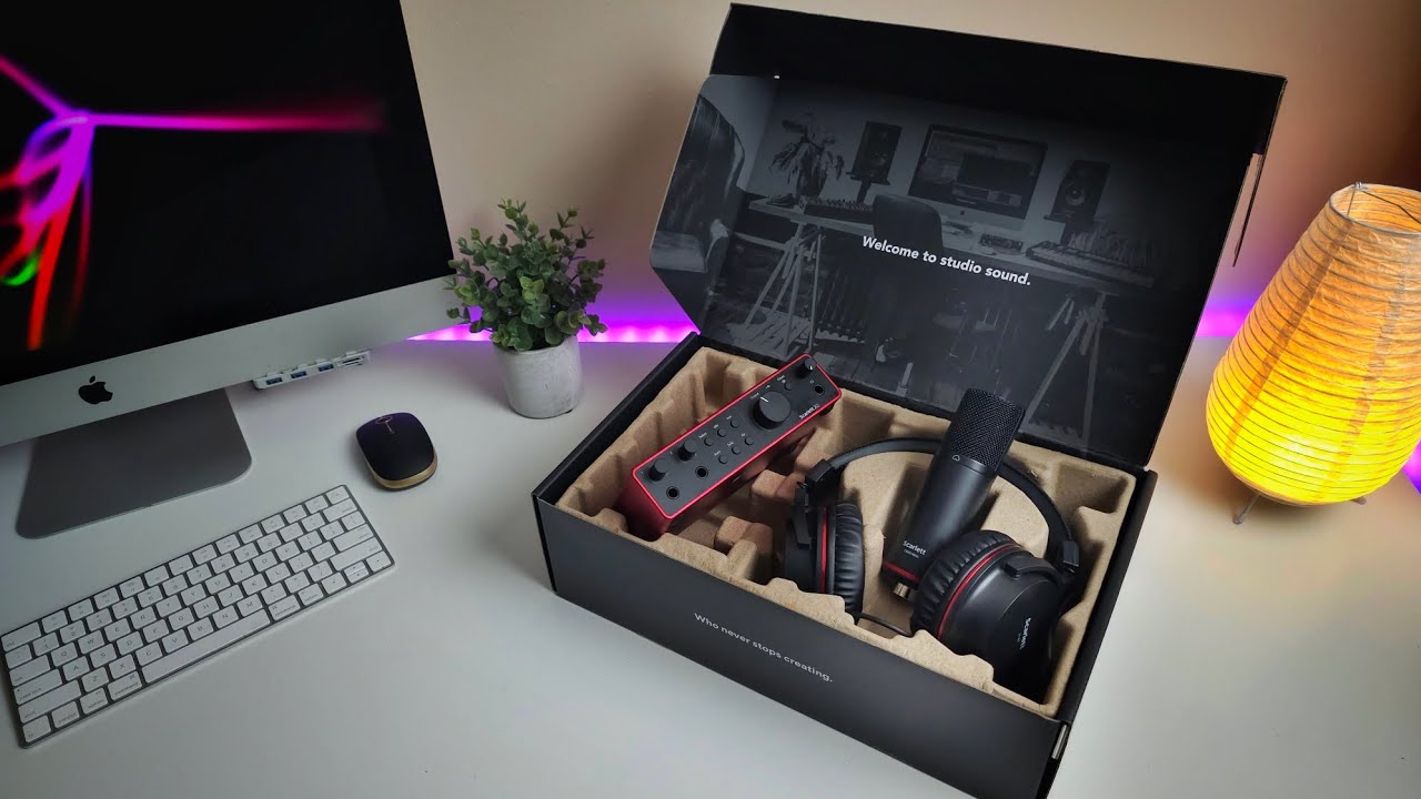 ASMR Unboxing Focusrite Scarlett 2i2 4th Gen Studio Bundle USB-C Audio Interface
